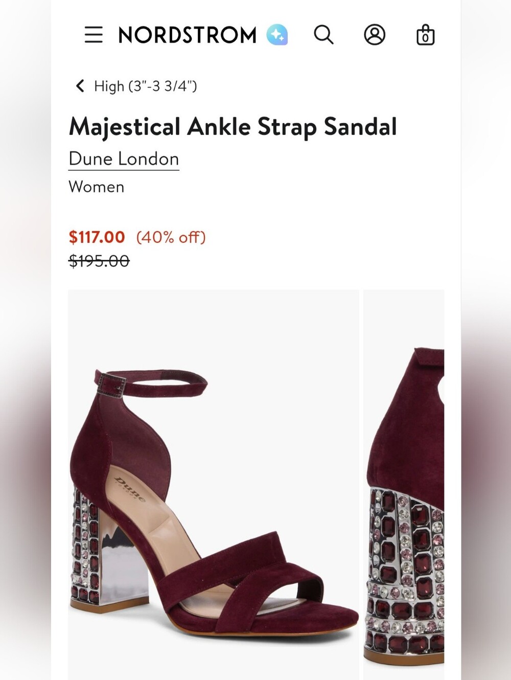 Dune London Plum Suede Gem-Embellished Block Heel Shoes Sandals Women's Sz 9 - Picture 8 of 9